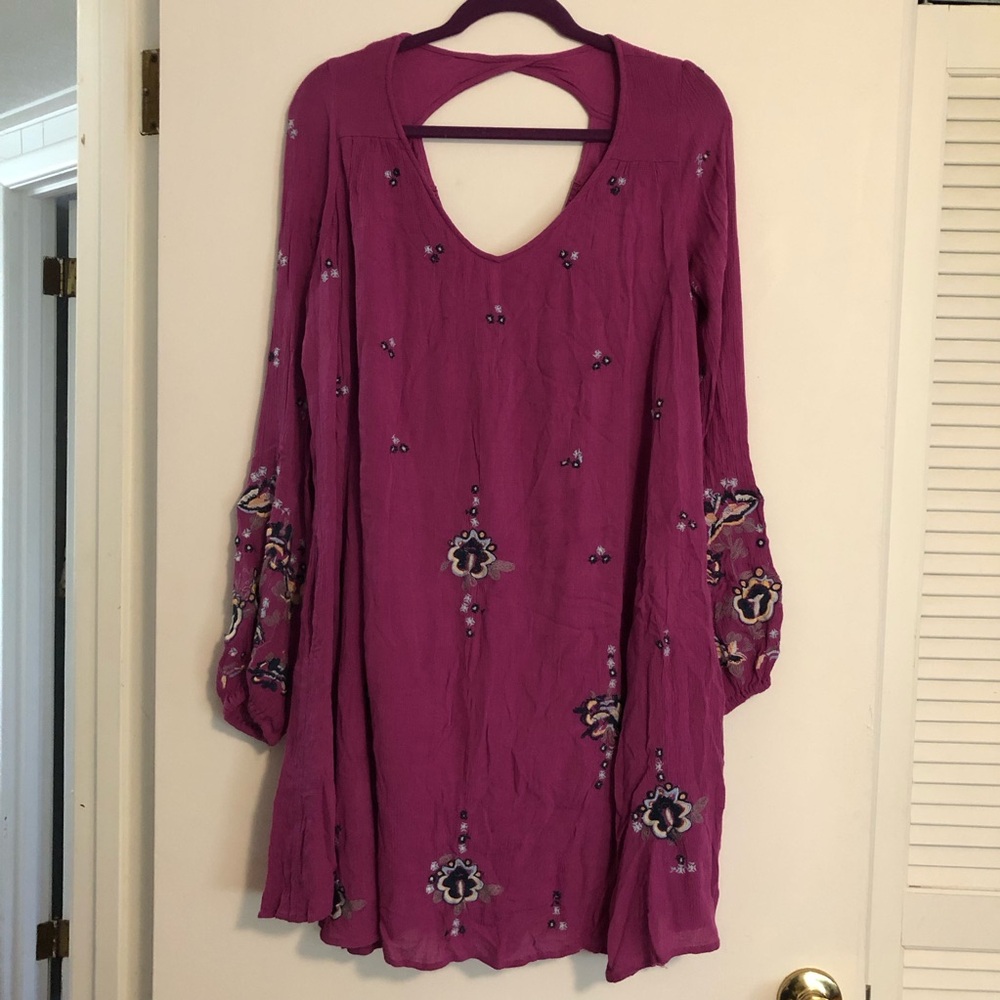 Free People Oxford Embroidered Babydoll Mini Dress Large(?)